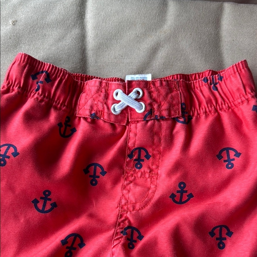 Circo Anchor Print Kids Swim Trunks - Red with blue, 3T, preowned - Picture 9 of 9